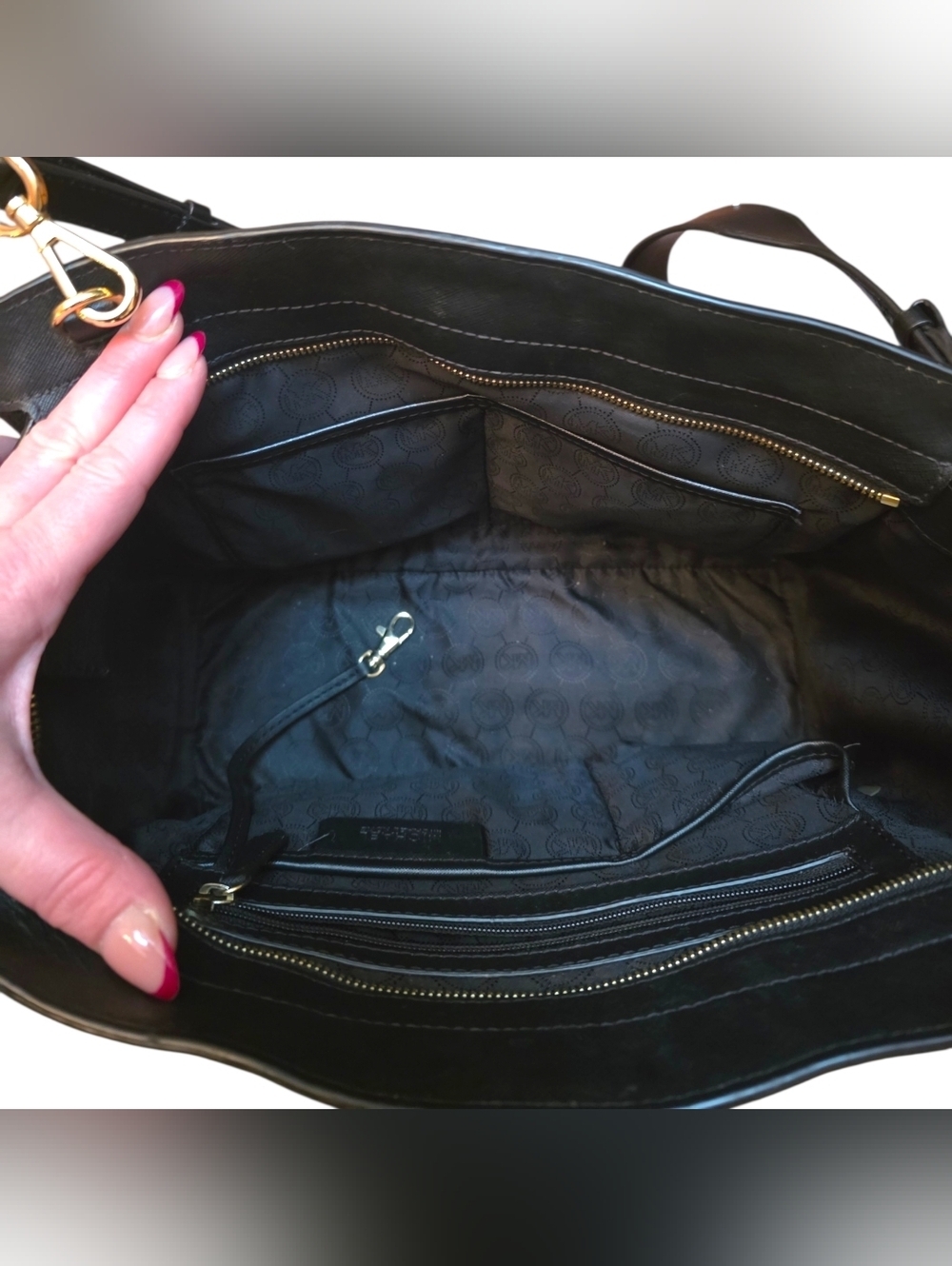 Michael Kors Large Selma Black Saffiano Leather Satchel + Lg Wallet Wristlet - Picture 8 of 16